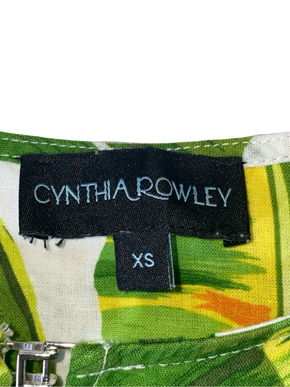 Cynthia Rowley foliage botanical Banana Leaf Print Puff Sleeve Blouse Top Sz XS